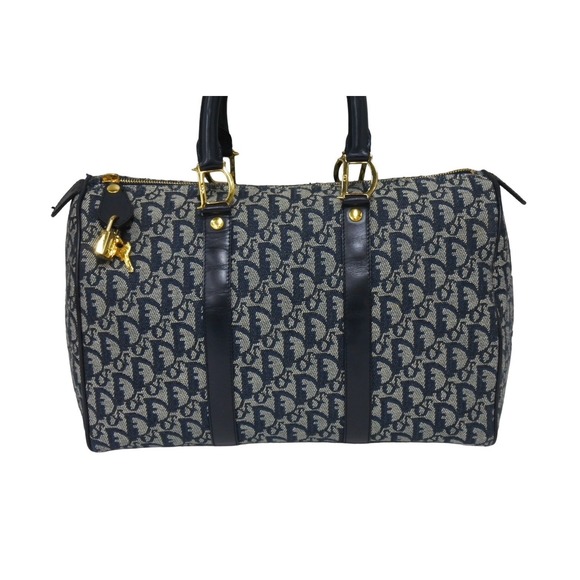 Dior Mini Christian Handbag Jacquard  Trotter Navy - Picture 1 of 9